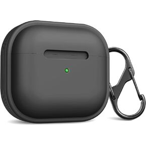 Fintie Case for Airpods 3 (2021), Premium Silicone Shockproof Protective Skin Cover with Keychain [Front LED Visible] for AirPods 3rd Generation (Black)