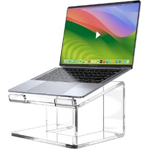 Acrylic Laptop Stand for Desk, Laptop Riser Tray for 10-15.6 Inch Laptops, Ergonomic Laptop Holder, Computer Stand for Laptop Compatible with Macbooks and Notebooks- Clear