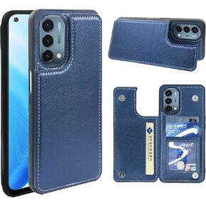 Compatible with OnePlus Nord N200 5G Case with Leather Credit Card Holder Magnetic Back Stand Cell Flip Purse Phone Cover for One Plus N 200 G5 1 Plus 200N 1plus One+ 1+ N2005G 2021 Women Men Blue