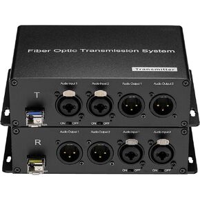 Bidirectional 2 Channels 48V Phantom XLR Balanced Audio to Fiber Extenders- LC Single-Mode Single Fiber 20Km SFP Include Uncompressed Professional Crystal Clear Sound A Pair
