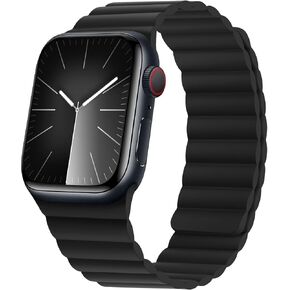 HITZEE Compatible with Apple Watch Band 49/46/45/44/42/41/40/38mm, Soft Silicone Magnetic Bands Strap Compatible for iWatch Ultra 2 Series 10 9 8 7 SE 6 5 4 3 (42/44/45/46/49mm, Dark Blue/Sky Blue)