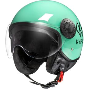 Kyapra Open Face Helmet with Sun Shield，Bubble Visor& Brim Free Installation and Removal Jet Pilot Helmet with DOT Approved in Saudi Arabia
