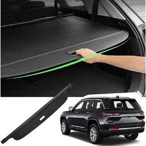 kaungka Protective Cargo Cover Compatible for 2022 2023 2024 Jeep Grand Cherokee 5 seat(2 Row; WL) 4XE Durable Black Rear Trunk Shield Retractable