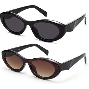 AZorb Retro Oval Sunglasses for Women Cat Eye Sun Glasses 90s Sunnies UV400 Protection