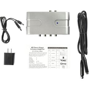 Amplifier with 4-Way Splitter Clear Up/Amplify Pixial Low Strength Signals to Up to 4 TVs Compatible with Most Passive Antenna and TVs