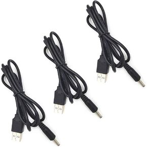 3pcs Extension Cable USB to DC Cable - 5V USB 2.0 Port Male to DC 5V Male 3.5mm x 1.35mm Power Cord Black 100cm(3.3ft)