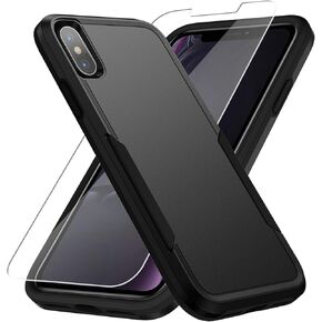 for iPhone Xs Max Case, with Screen Protector,[Military Grade Drop Tested] Heavy-Duty Tough Rugged Shockproof Protective Case for iPhone Xs Max 6.5 inch, Black