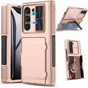 GBEE for Samsung Galaxy Z Fold 5 Case with Kickstand & Screen Protector & Card Holder & Sliding Camera Cover & Hinge Protection, Durable Rugged Stand Wallet Phone Case for Galaxy Z Fold 5 2023, Black