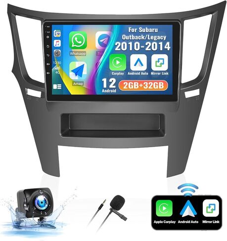 ستيريو سيارة 2G+32G Android 13 لسيارة Subaru Outback/Legacy 2010-2014 راديو لاسلكي Apple Carplay Android Auto، شاشة لمس 9 بوصات نظام ملاحة GPS / رابط مرآة / بلوتوث / راديو FM / RDS / 26UI + كاميرا احتياطية وميكروفون in Saudi Arabia