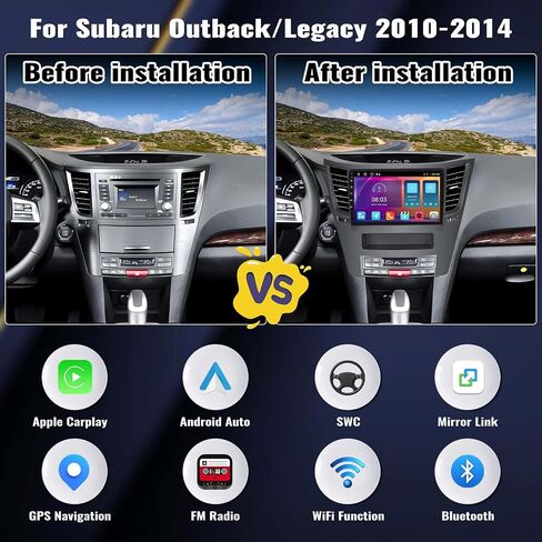ستيريو سيارة 2G+32G Android 13 لسيارة Subaru Outback/Legacy 2010-2014 راديو لاسلكي Apple Carplay Android Auto، شاشة لمس 9 بوصات نظام ملاحة GPS / رابط مرآة / بلوتوث / راديو FM / RDS / 26UI + كاميرا احتياطية وميكروفون in Saudi Arabia