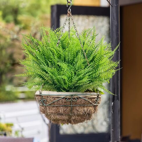CEWOR 36 Bundles Fake Boston Fern Artificial Ferns for Outdoors Large Greenery Plants UV Resistant Faux Plastic Plants Shrubs for Garden Front Porch Window Box Indoor Outdoor Decoration in Saudi Arabia