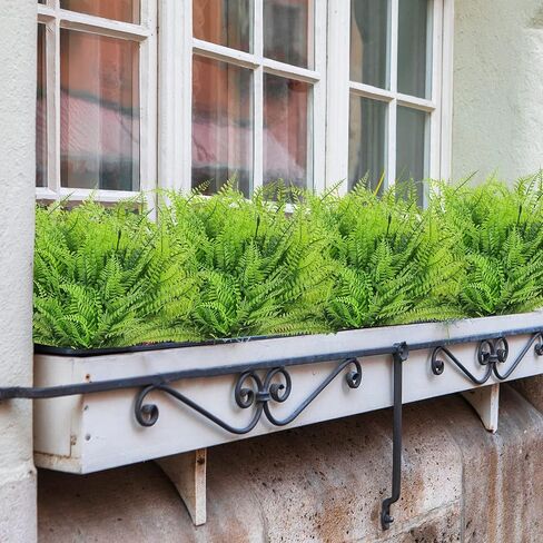CEWOR 36 Bundles Fake Boston Fern Artificial Ferns for Outdoors Large Greenery Plants UV Resistant Faux Plastic Plants Shrubs for Garden Front Porch Window Box Indoor Outdoor Decoration in Saudi Arabia
