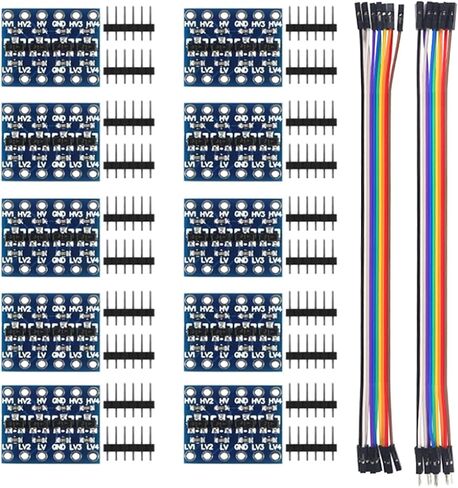 10 قطعة 4 قنوات IIC I2C محول المستوى المنطقي ثنائي الاتجاه 3.3 فولت إلى 5 فولت وحدة محول مع كابل 10 Pin M/F F/F in Saudi Arabia