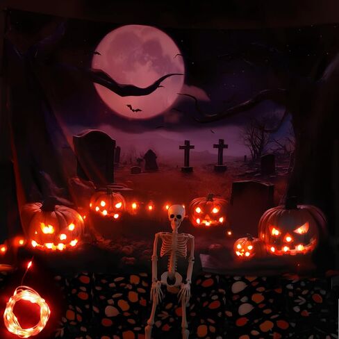 Light Up Halloween Garage Door Cover Halloween Backdrop Cemetery Backdrops Halloween Garage Wall Decorations for Photography Spooky Halloween Outdoor Home Yard Background 6ft x 13ft in Saudi Arabia