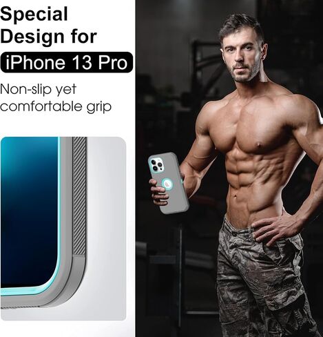 for iPhone 13 Pro Case with Built-in Screen Protector, [Military Grade Protection] Full Body Rugged Belt Clip & Kickstand Shockproof Protective Cover for Apple iPhone 13 Pro Gray in Saudi Arabia