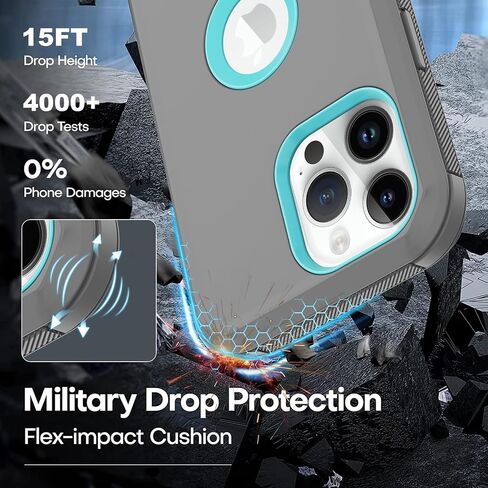 for iPhone 13 Pro Case with Built-in Screen Protector, [Military Grade Protection] Full Body Rugged Belt Clip & Kickstand Shockproof Protective Cover for Apple iPhone 13 Pro Gray in Saudi Arabia