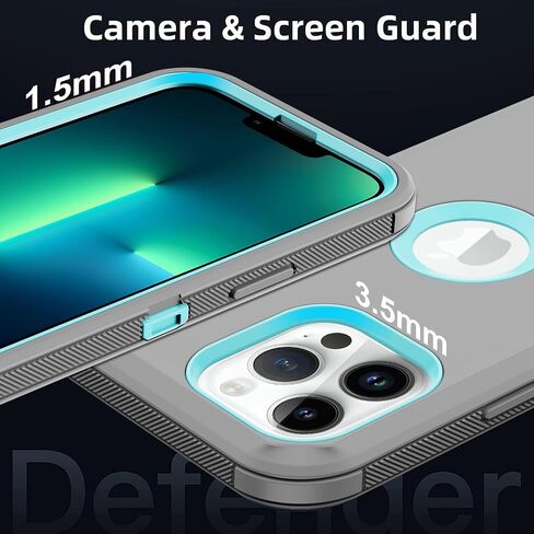 for iPhone 13 Pro Case with Built-in Screen Protector, [Military Grade Protection] Full Body Rugged Belt Clip & Kickstand Shockproof Protective Cover for Apple iPhone 13 Pro Gray in Saudi Arabia