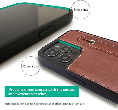 Hanatora - جراب هاتف iPhone 13 صغير من الجلد الإيطالي مصنوع من الجلد الإيطالي، جراب هاتف ذكي لمنع السقوط، وظيفة الوقوف، حزام عملي، حزام يدوي، تصميم سادة باللون الأزرق السماوي GH-13 Mini-Blue-M in Kuwait