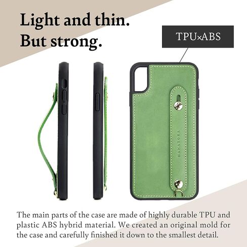 Hanatora - جراب هاتف iPhone 13 صغير من الجلد الإيطالي مصنوع من الجلد الإيطالي، جراب هاتف ذكي لمنع السقوط، وظيفة الوقوف، حزام عملي، حزام يدوي، تصميم سادة باللون الأزرق السماوي GH-13 Mini-Blue-M in Kuwait