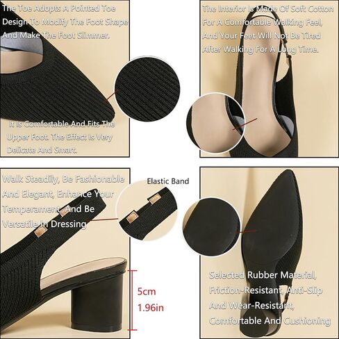 المرأة محبوكة أشار تو Slingback مضخات الأزياء شريط مرن عارية الذراعين كعب منخفض مكتنزة الراحة اللباس الصنادل عارضة الانزلاق على حزب أحذية العمل الرسمية in Saudi Arabia