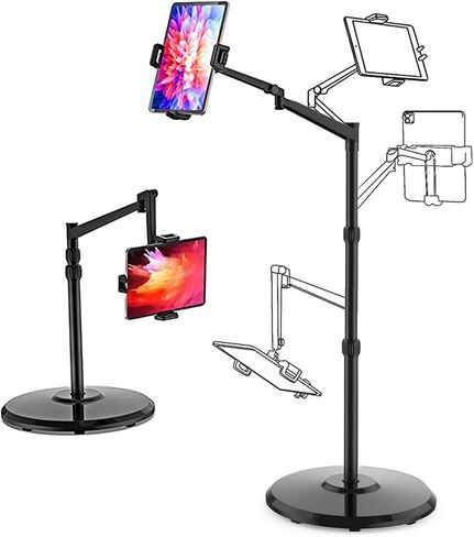 Smatree Tablet Floor Stand with Book Holder, 360 Degree Rotating with Height Adjustable Stand for 4.7-12.9inch Phone/Tablet, iPhone Series,eBook Reader,Floor Stand with Book Holder for Sheet Music in Saudi Arabia