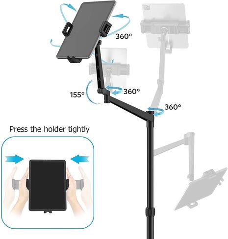 Smatree Tablet Floor Stand with Book Holder, 360 Degree Rotating with Height Adjustable Stand for 4.7-12.9inch Phone/Tablet, iPhone Series,eBook Reader,Floor Stand with Book Holder for Sheet Music in Saudi Arabia