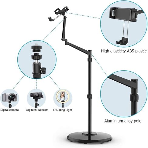 Smatree Tablet Floor Stand with Book Holder, 360 Degree Rotating with Height Adjustable Stand for 4.7-12.9inch Phone/Tablet, iPhone Series,eBook Reader,Floor Stand with Book Holder for Sheet Music in Saudi Arabia