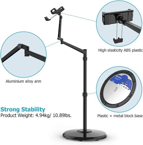 Smatree Tablet Floor Stand with Book Holder, 360 Degree Rotating with Height Adjustable Stand for 4.7-12.9inch Phone/Tablet, iPhone Series,eBook Reader,Floor Stand with Book Holder for Sheet Music in Saudi Arabia