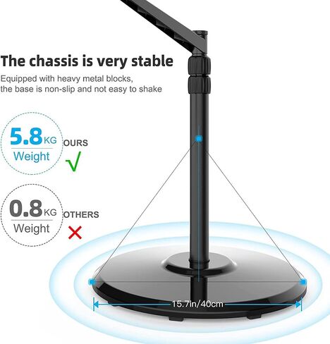 Smatree Tablet Floor Stand with Book Holder, 360 Degree Rotating with Height Adjustable Stand for 4.7-12.9inch Phone/Tablet, iPhone Series,eBook Reader,Floor Stand with Book Holder for Sheet Music in Saudi Arabia