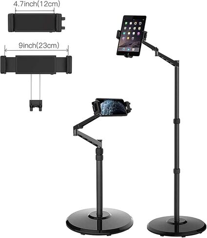 Smatree Tablet Floor Stand with Book Holder, 360 Degree Rotating with Height Adjustable Stand for 4.7-12.9inch Phone/Tablet, iPhone Series,eBook Reader,Floor Stand with Book Holder for Sheet Music in Saudi Arabia