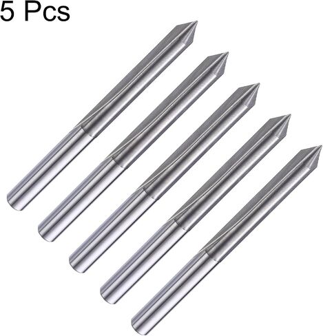 HARFINGTON 5pcs CNC V Bit 60 Degree 1/8" Shank 0.1mm Tip Engraving V Bits Carbide Chamfer End Mill with 2 Straight Flutes CNC Wood Carving Bit Tool for Wood Plywood Acrylic MDF Lettering in Saudi Arabia