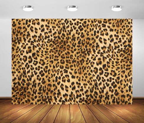 7x5ft Fabric Leopard Photo Backdrop Gold Brown Black Spots Prints Photography Background Adults Birthday Lady Bachelorette Party Decorations Dessert Table Banner Portrait Photo Studio Props in Kuwait