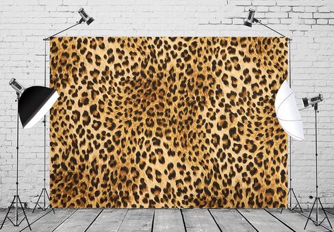 7x5ft Fabric Leopard Photo Backdrop Gold Brown Black Spots Prints Photography Background Adults Birthday Lady Bachelorette Party Decorations Dessert Table Banner Portrait Photo Studio Props in Kuwait