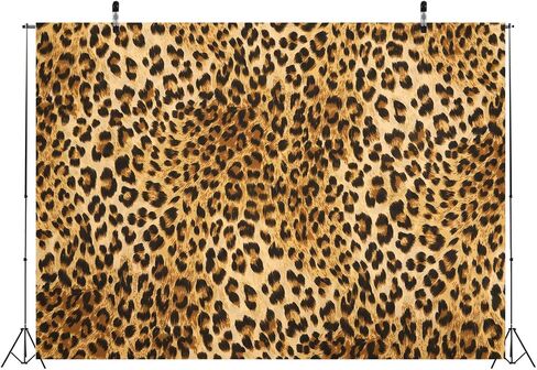 7x5ft Fabric Leopard Photo Backdrop Gold Brown Black Spots Prints Photography Background Adults Birthday Lady Bachelorette Party Decorations Dessert Table Banner Portrait Photo Studio Props in Kuwait