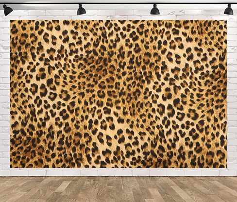7x5ft Fabric Leopard Photo Backdrop Gold Brown Black Spots Prints Photography Background Adults Birthday Lady Bachelorette Party Decorations Dessert Table Banner Portrait Photo Studio Props in Kuwait