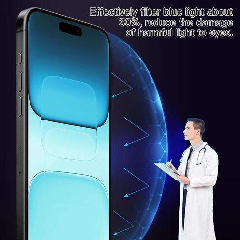 PERFECTSIGHT 2 واقي شاشة مضاد للضوء الأزرق لهاتف iPhone 16 Pro Max 2024 6.9 بوصة، 6X أقوى HD أزرق شفاف يحجب الضوء الأزرق - حماية العين ضد تعب العين وجفاف العين in Saudi Arabia