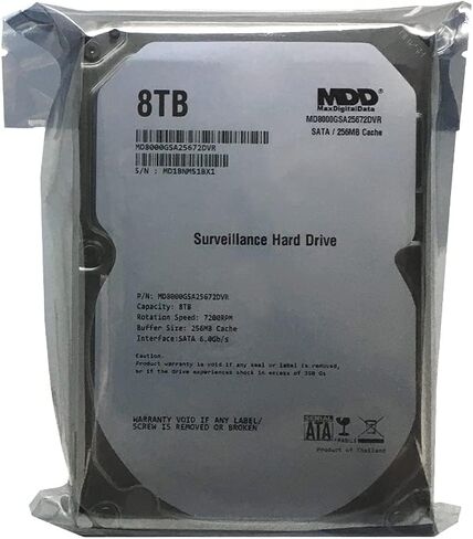محرك الأقراص الصلبة الداخلي MaxDigitalData 8 تيرابايت 7200 دورة في الدقيقة 256 ميجابايت كاش SATA 6.0 جيجابت/ثانية 3.5 بوصة للمراقبة (MD8000GSA25672DVR) - ضمان لمدة 3 سنوات (متجدد) in Saudi Arabia