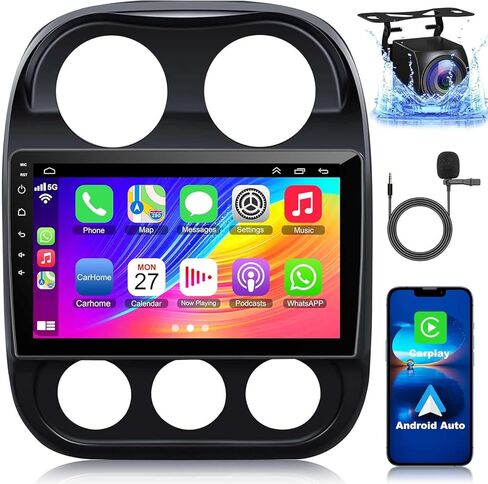[2+32G] ستيريو سيارة Android 12 لسيارة Jeep Compass Patriot 2010-2016 يدعم Carplay اللاسلكي وAndroid Auto، شاشة لمس IPS مقاس 10.1 بوصة وراديو Prius مع نظام تحديد المواقع العالمي (GPS) وواي فاي وراديو FM in Saudi Arabia