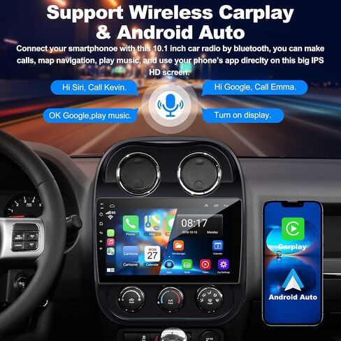 [2+32G] ستيريو سيارة Android 12 لسيارة Jeep Compass Patriot 2010-2016 يدعم Carplay اللاسلكي وAndroid Auto، شاشة لمس IPS مقاس 10.1 بوصة وراديو Prius مع نظام تحديد المواقع العالمي (GPS) وواي فاي وراديو FM in Saudi Arabia