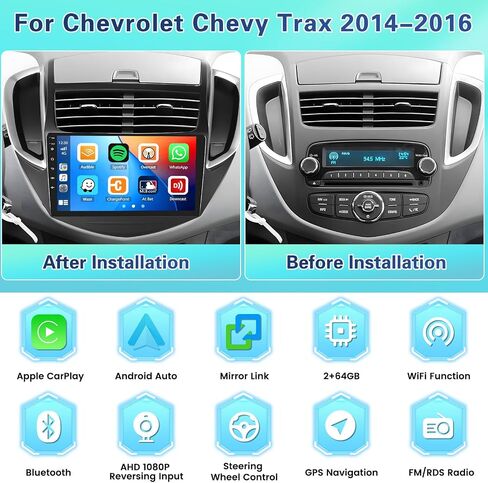Fuluku[for Chevy Trax 2014-2016] 2+64GB Android 13 ستيريو سيارة مع تشغيل سيارة لاسلكية Android Auto، شاشة لمس 9 بوصات راديو داش كيت GPS Navigation WiFi Bluetooth SWC Mic كاميرا احتياطية in Saudi Arabia