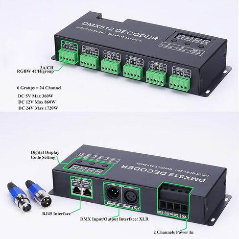 JOYLIT DMX512 LED فك تحكم 4 قنوات 4X4A 192 واط شاشة ديجيتال تيار مستمر 12 فولت-24 فولت ل RGBW 5050 3528 LED قطاع ضوء in Saudi Arabia