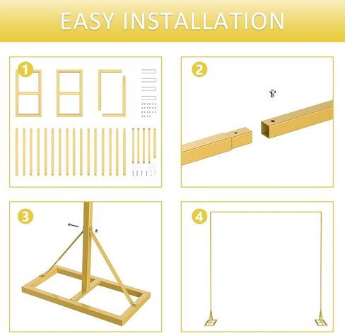 Wedding Arch Backdrop Stand 8FT x 8FT Square Cover Metal,Wedding Arch Decor Frame Rectangular,Balloon Arch Stand Heavy Duty,Proposal Decoration Marriage Outdoor Indoor Birthday Party (Golden) in Saudi Arabia