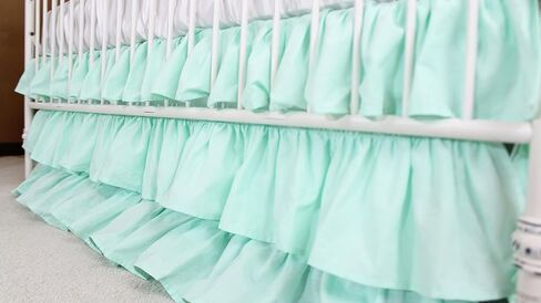 Solid 3 Tiered Ruffled Crib Skirt - Fits Standard Cribs (Mint) in Kuwait