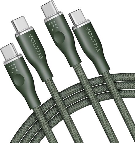 VOLTME USB C Cable (6ft 100W, 2-Pack), Premium Nylon USB C to USB C Cable 2.0, Type C Charging Cable Fast Charge for MacBook Pro 2020, iPad Pro 2021, Galaxy S22, Pixel, Switch and More-Green in Saudi Arabia