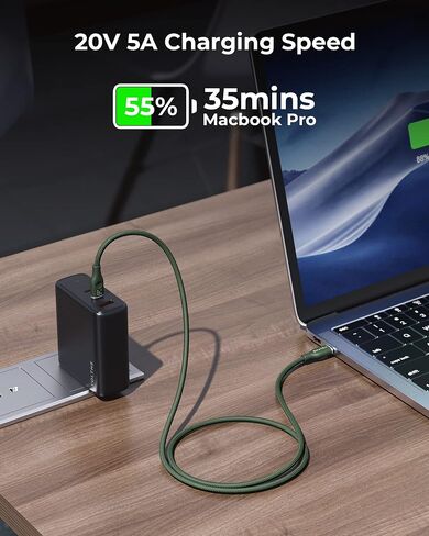 VOLTME USB C Cable (6ft 100W, 2-Pack), Premium Nylon USB C to USB C Cable 2.0, Type C Charging Cable Fast Charge for MacBook Pro 2020, iPad Pro 2021, Galaxy S22, Pixel, Switch and More-Green in Saudi Arabia