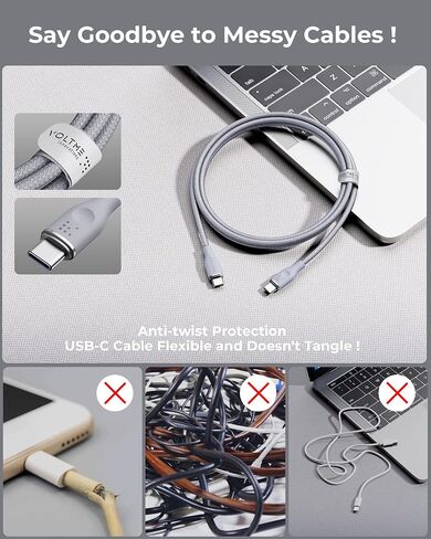 VOLTME USB C Cable (6ft 100W, 2-Pack), Premium Nylon USB C to USB C Cable 2.0, Type C Charging Cable Fast Charge for MacBook Pro 2020, iPad Pro 2021, Galaxy S22, Pixel, Switch and More-Green in Saudi Arabia