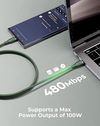 VOLTME USB C Cable (6ft 100W, 2-Pack), Premium Nylon USB C to USB C Cable 2.0, Type C Charging Cable Fast Charge for MacBook Pro 2020, iPad Pro 2021, Galaxy S22, Pixel, Switch and More-Green in Saudi Arabia