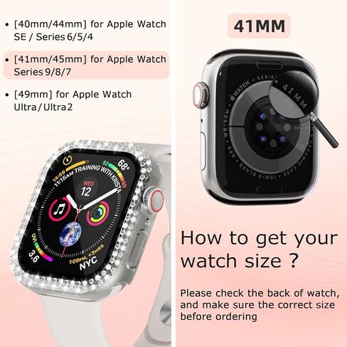 Bling Case for Apple Watch 41mm Screen Protector Series 9/8/7, Women Glitter Diamond Crystal Rhinestone Hard PC Cover Bumper Protector Cover for iWatch Accessories 41mm, Blue in Kuwait