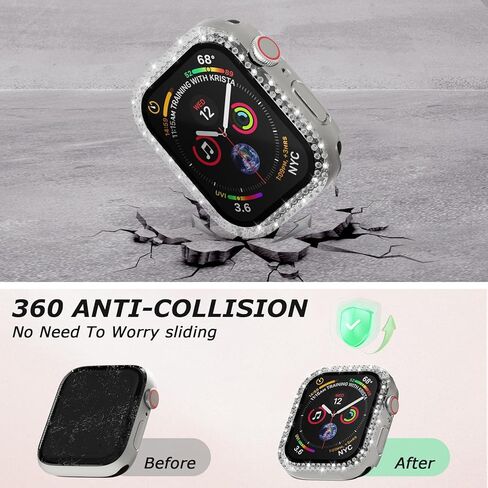 Bling Case for Apple Watch 41mm Screen Protector Series 9/8/7, Women Glitter Diamond Crystal Rhinestone Hard PC Cover Bumper Protector Cover for iWatch Accessories 41mm, Blue in Kuwait