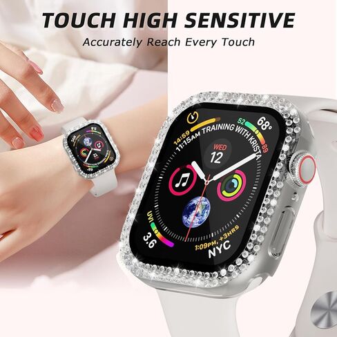 Bling Case for Apple Watch 41mm Screen Protector Series 9/8/7, Women Glitter Diamond Crystal Rhinestone Hard PC Cover Bumper Protector Cover for iWatch Accessories 41mm, Blue in Kuwait